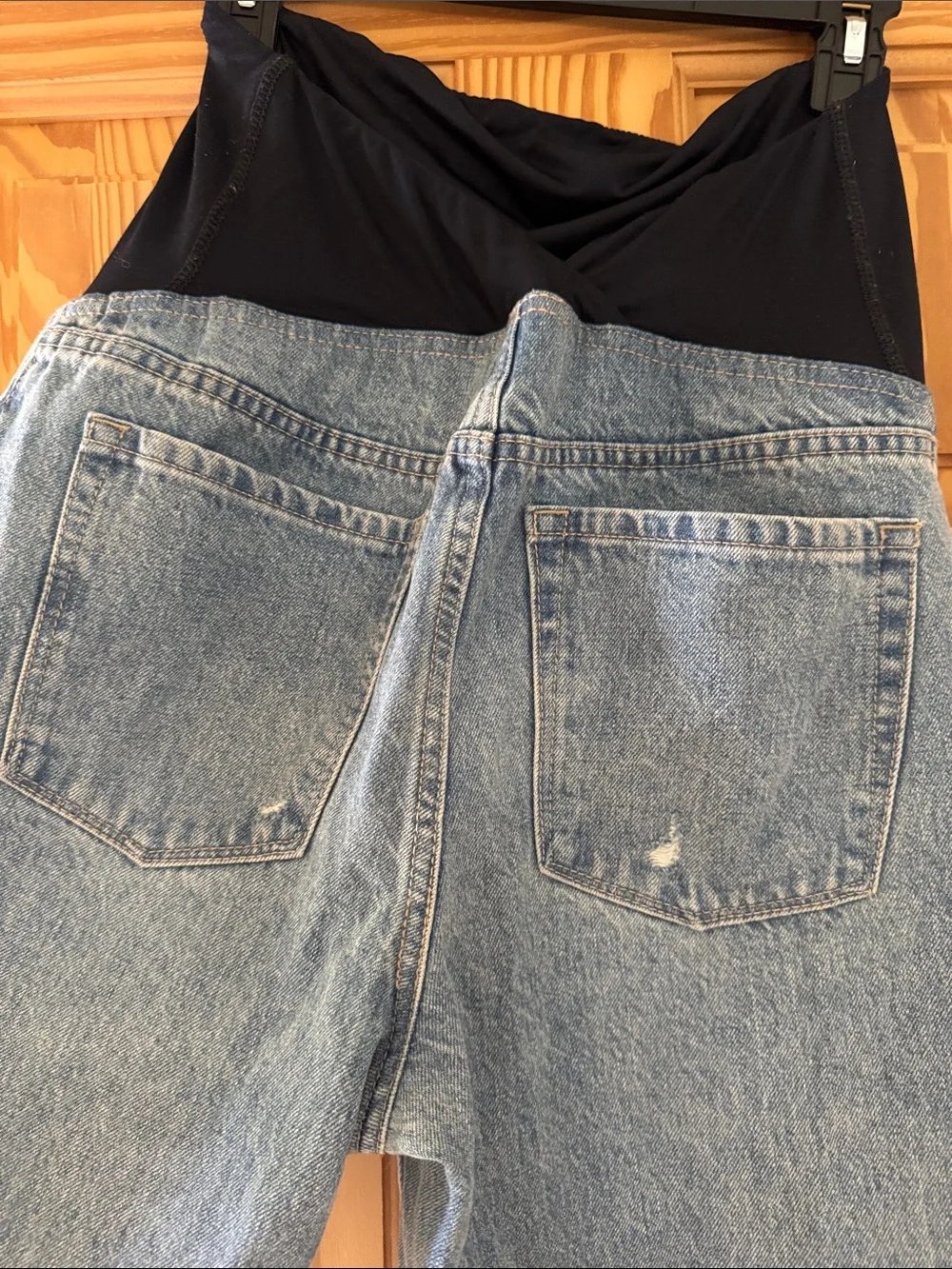Maternity Blue Denim Jeans with Black Stretch Waist